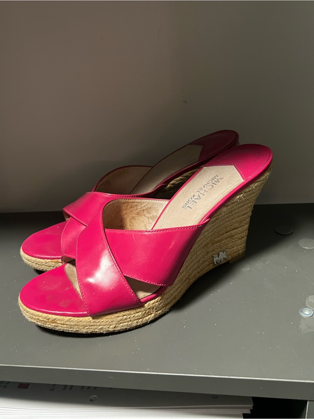 ☀️ Michael Kors Hot Pink Espadrille Wedge Slide